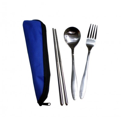 Chopstick with Fork & Spoon in Pouch